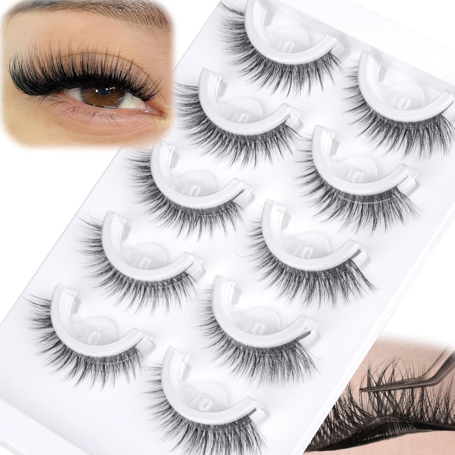 Eyelash Extension Japanese - 5 pares pré colados meia cílios