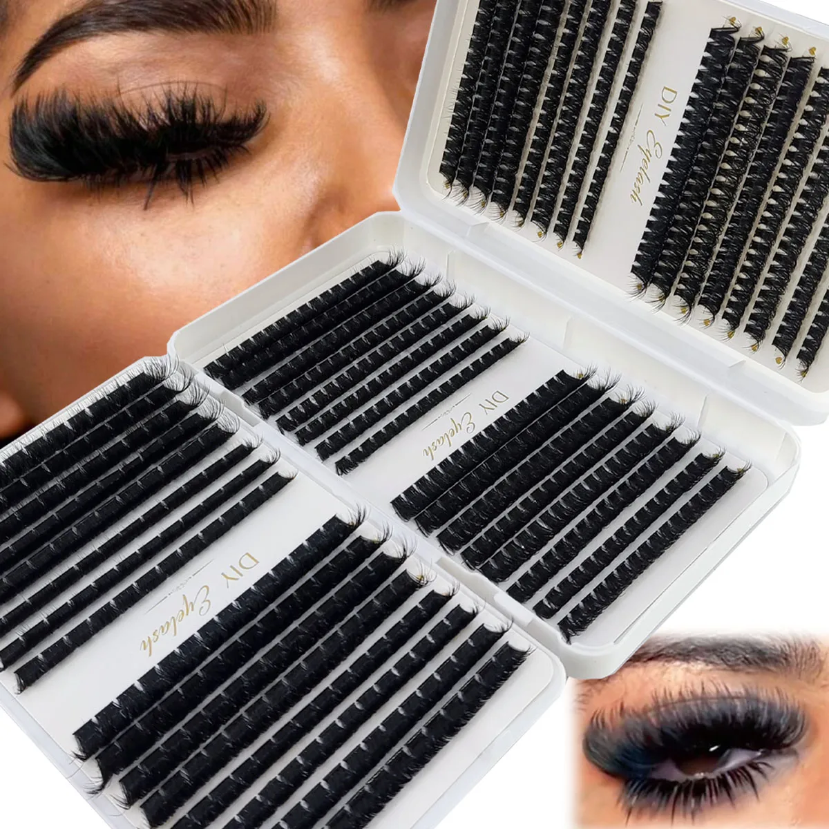 Eyelash Extension Single Lash - HBZGTLAD 200D-60D Cachos de Cílios com