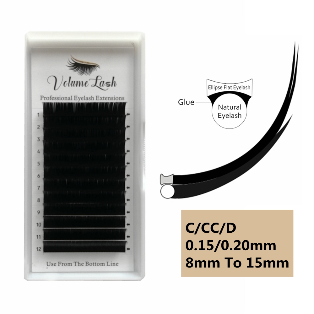 Eyelash Extension C Curl - Cílios elipse lisos e individuais, extensão