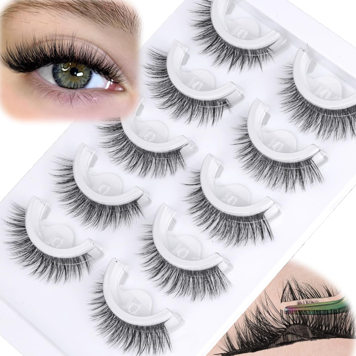 5 pares pré colados meia cílio - Eyelash Extension Japanese avaliação e preço