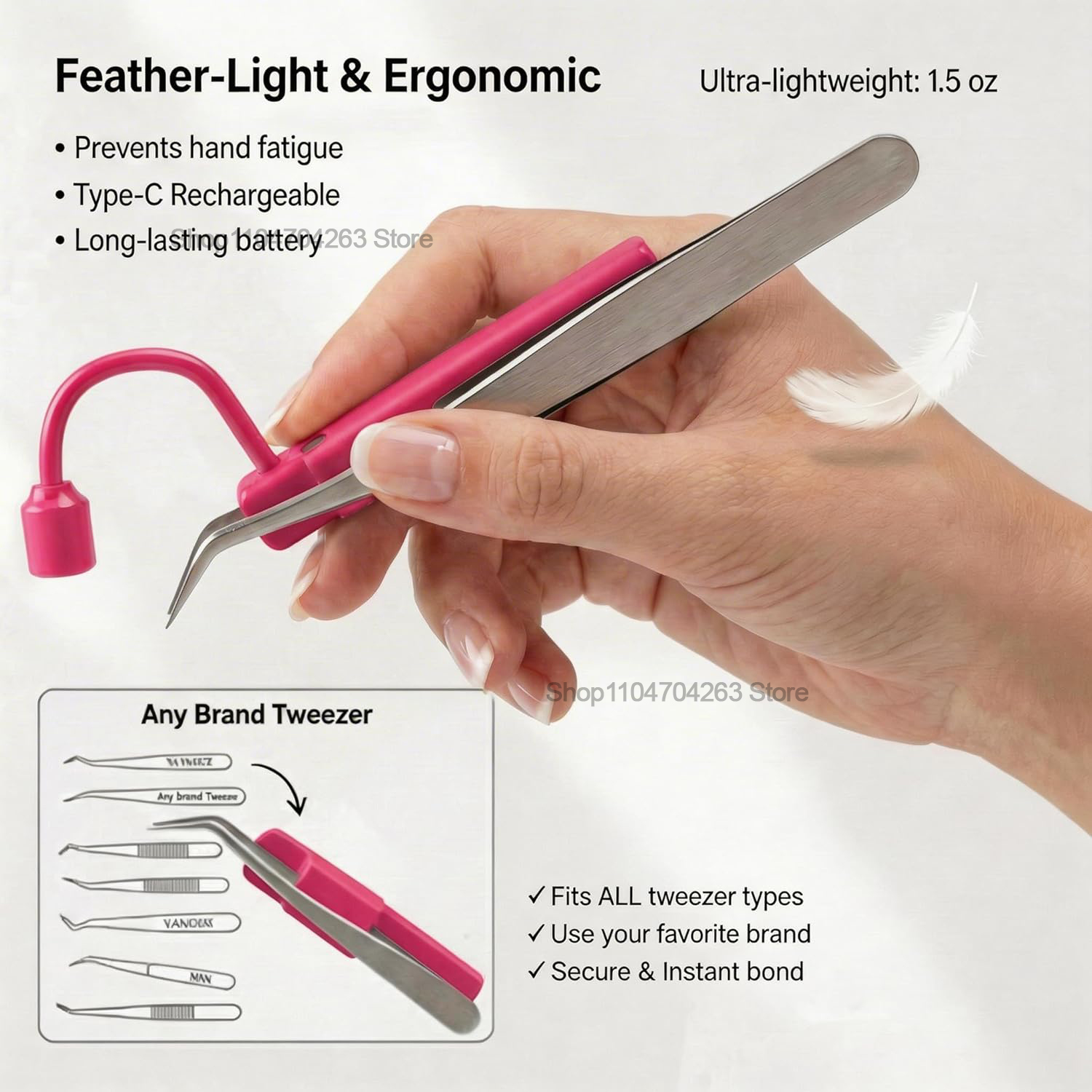 Mini Luz UV para Cílios 180 °  - Lash Extension Tweezers avaliação e preço